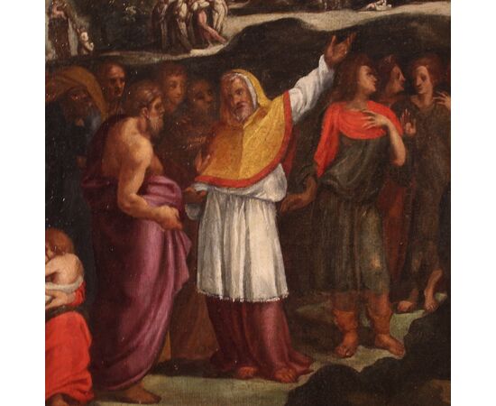 Dipinto religioso del XVII secolo, Mosè riceve le tavole della legge