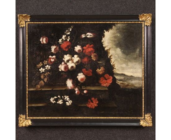 Antique still life painting from the first half of the 18th century