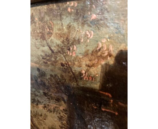 Antico dipinto olio su tela  “Paesaggio con Buoi “ epoca XVII sec Fiammingo. Mis 57 x 37 