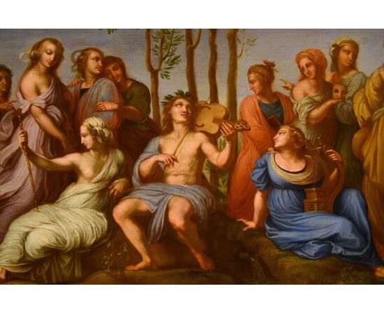 Il Parnaso con Apollo, le Muse ed i poeti antichi e moderni, RAFFAELLO SANZIO (Urbino, 1483 - Roma, 1520), seguace di