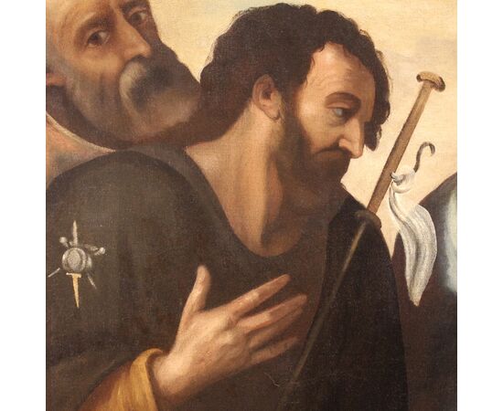 Dipinto veneto religioso del XVI secolo, Madonna col Bambino e Santi con lo Scapolare