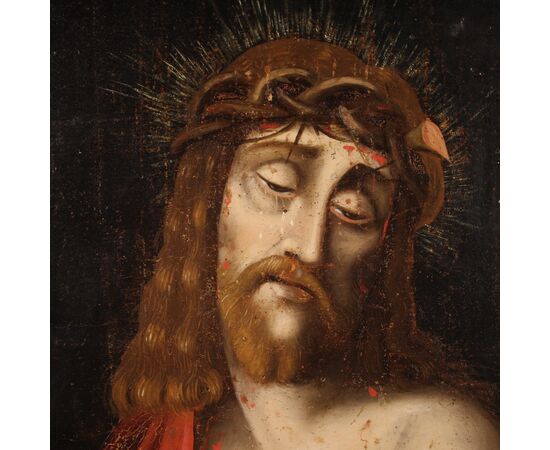 Antique Religious painting from the 18th century, Ecce Homo