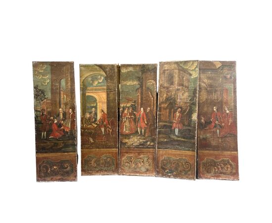 Gruppo di cinque pannelli XVIII secolo, Veneto