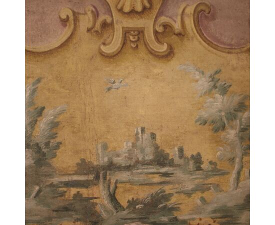 Painting tempera on canvas landscape from the 18th century 
