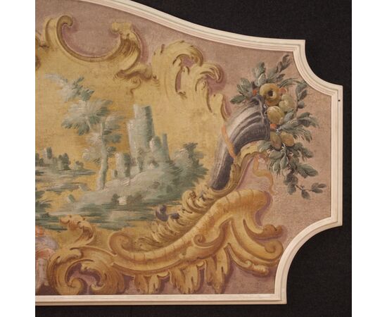 Painting tempera on canvas landscape from the 18th century 