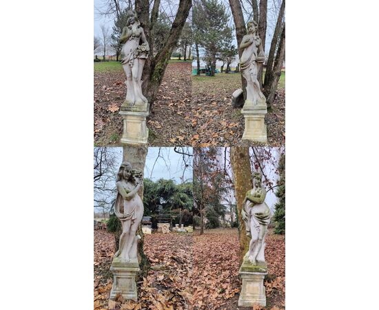 Set di 4 stagioni in pietra con basamento - H 220 cm