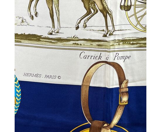 HERMES Foulard Vintage in Seta Col. Giallo Carrick a Pompe