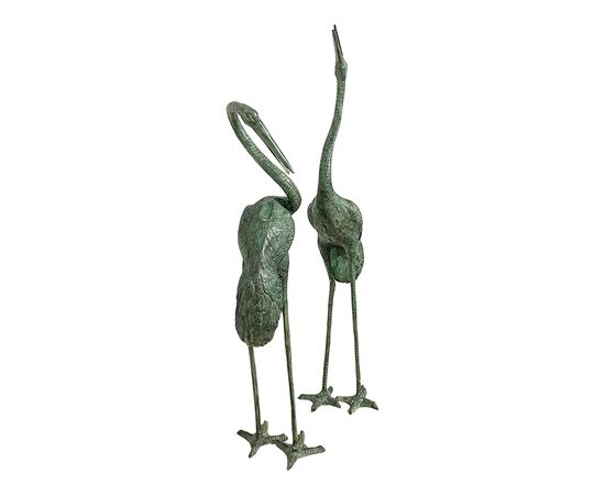 Sculture di aironi in bronzo, Italia, XX secolo, set di 2