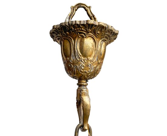 Lampadario in bronzo dorato, prima metà del XX secolo