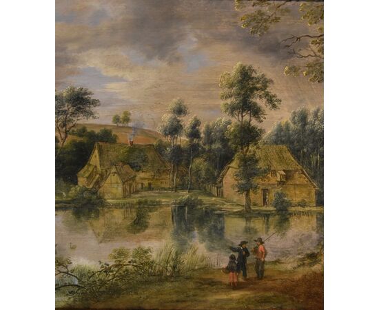 Paesaggio collinare con laghetto, Lucas Van Uden (Anversa 1595 - Anversa 1673)