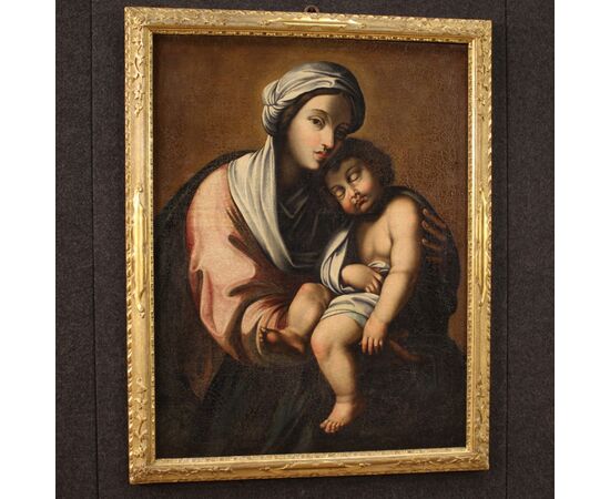 Painting oil on canvas Virgin with child from 18th century