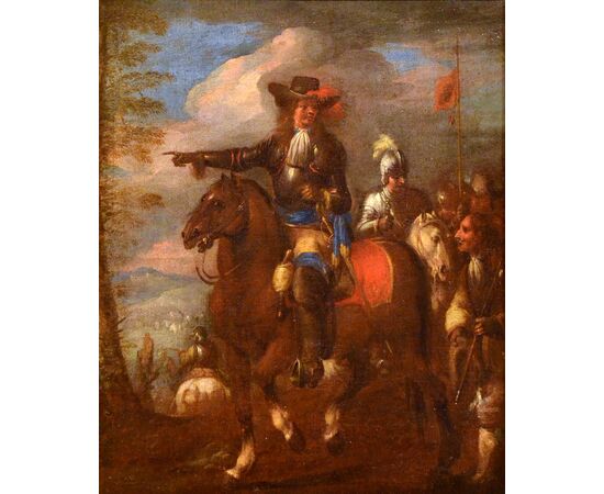 Cavalieri in ricognizione prima della battaglia, Christian Reder detto Monsù Leandro (Lipsia 1656-Roma 1729)
