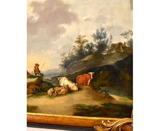 Paesaggio con fiume e pastori in riposo, Francesco Zuccarelli (1702 - 1788) cerchia