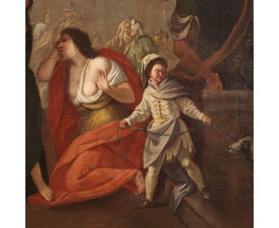 Antique Italian painting The death of Poppea from the 18th century