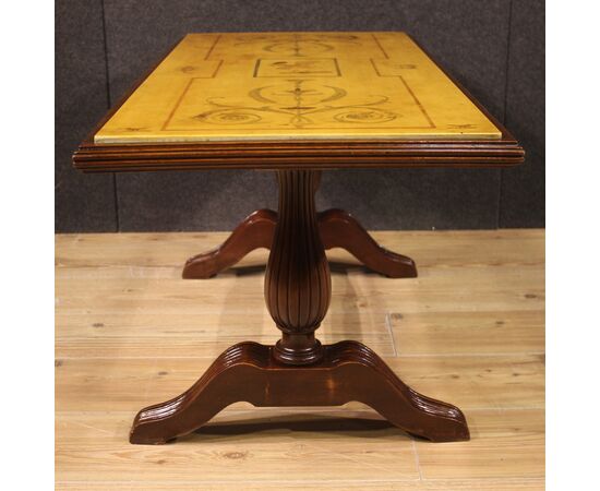 Tavolino italiano in legno con piano in marmo anni 60