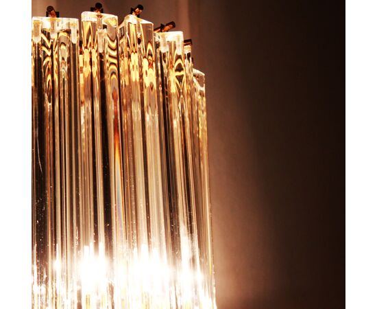 Lampada da tavolo 'triedri' in vetro e ottone dorato, modello di Paolo Venini.