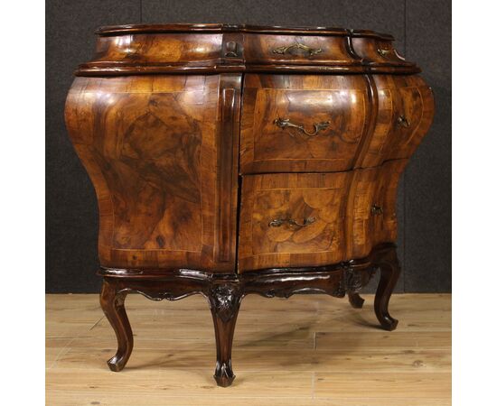Venetian dresser in sculpted and inlaid wood from the 20th century