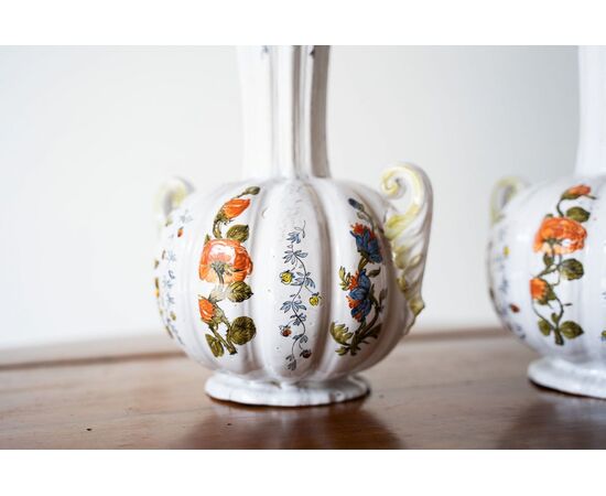Antica coppia di vasi vasetti in porcellana di bassano