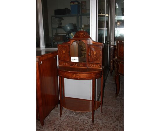 Piccola Consolle Cabinet Inglese del 1800 Stile Sheraton in Satinwood