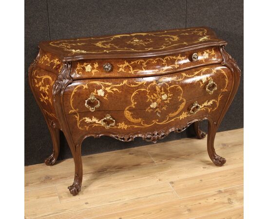 Italian dresser in inlaid wood from the 20th century