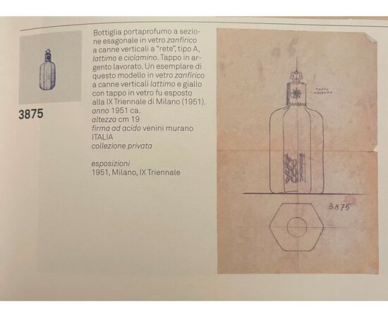 Coppia di bottiglie da profumo in vetro zanfirico con collo e tappo in argento.Venini,Murano.