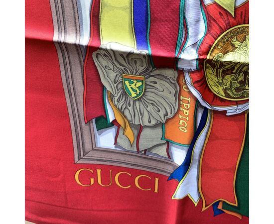 GUCCI Foulard Vintage in Seta Col. Rosso n.a.
