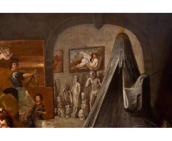 Alessandro Magno e Campaspe nello studio del pittore Apelle, Balthasar Van Den Bossche (Anversa, 1681 - 1715)