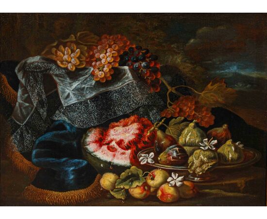 Maximilian Pfeiler (attivo dal 1683 al 1721 ca)  Coppia di nature morta di frutti