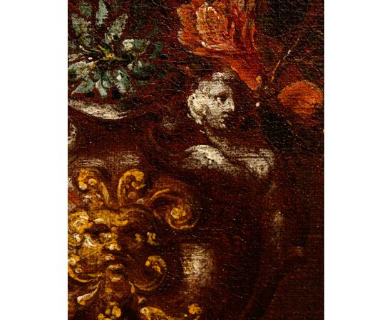 Maestro del vaso a Grottesche ( prima metà del XVII), Natura morta con vaso di fiori