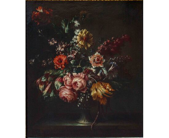 Ezaias Terwesten detto Paradiso (1651-1724 o 1729), Natura morta con vaso di fiori