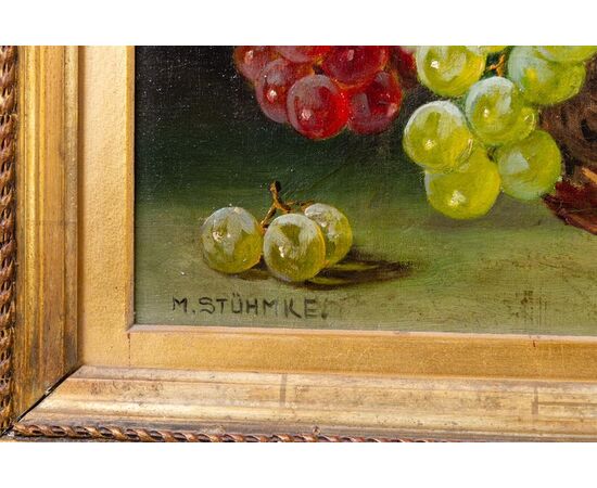 Dipinto ottocentesco "uva nel cesto" - O/1699