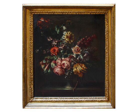 Ezaias Terwesten detto Paradiso (1651-1724 o 1729), Natura morta con vaso di fiori