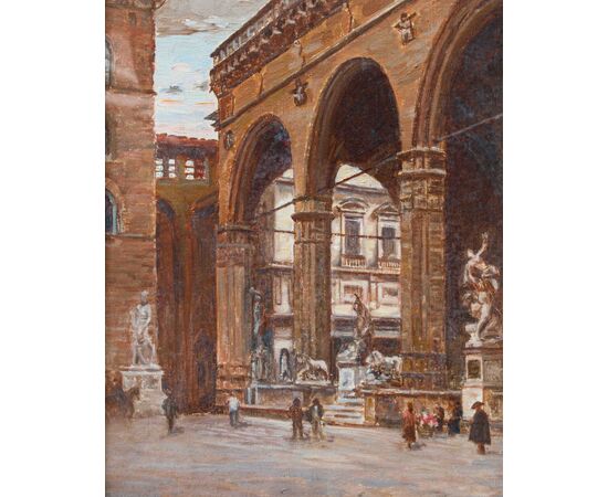 Joseph Félix Bouchor (1853 - 1937), Veduta della Loggia della Signoria a Firenze