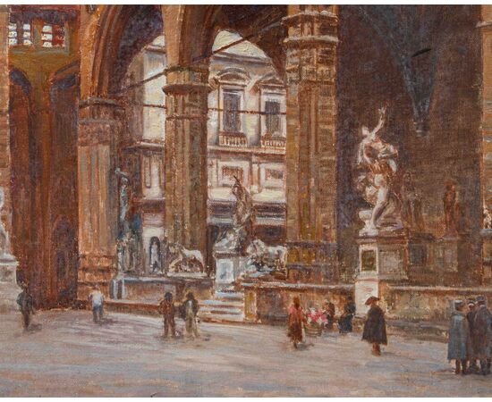 Joseph Félix Bouchor (1853 - 1937), Veduta della Loggia della Signoria a Firenze