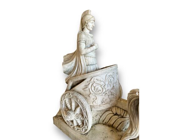 XIX Secolo, Coppia di Sculture in marmo, Bighe Romane
