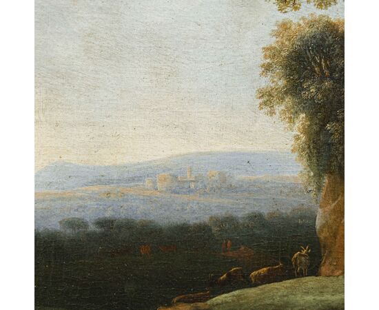 Jan Miel ( 1599 -  1663), Paesaggio della campagna romana con maniscalco