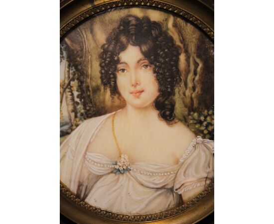 Ritratto di giovane ragazza coi boccoli- dipinto a olio del XIX sec.