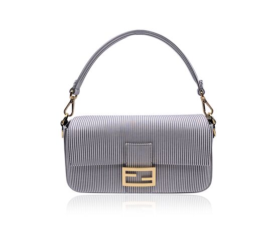 FENDI Borsa a Tracolla in Cotone Col. Grigio Baguette M