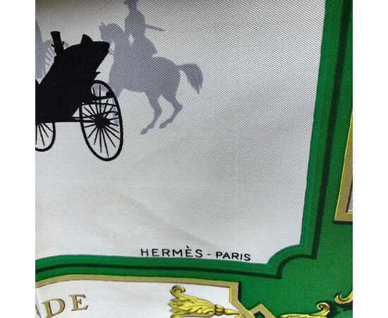 HERMES Foulard Vintage in Seta Col. Verde Le Bois De Boulogne