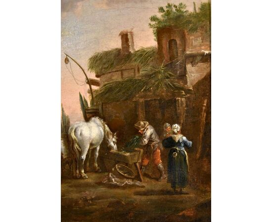 La sosta di un cavaliere, Simon Johannes van Douw (Anversa 1630 circa - 1677 circa) seguace di