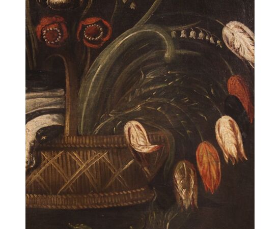 Dipinto olio su tela natura morta del XVIII secolo