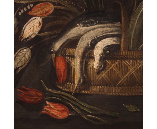 Painting oil on canvas still life from the 18th century 