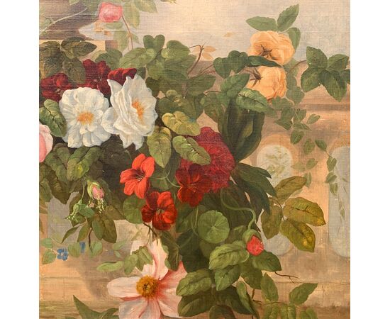 Pittore italiano (XIX-XX sec.) - Natura morta di fiori.