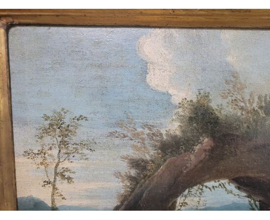Coppia Paesaggi Fine '700 - olio su tela - Cornici antiche