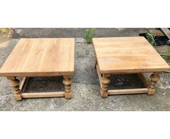 coppia di tavolini in rovere sbiancato cm. 70x70