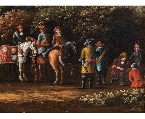 Anonimo fiammingo del XVIII secolo Sosta dei cavalli