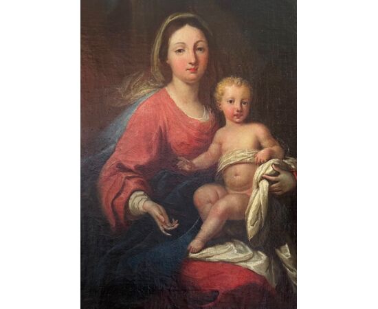 Madonna con Bambino – Dipinto olio su tela fine XVIII secolo