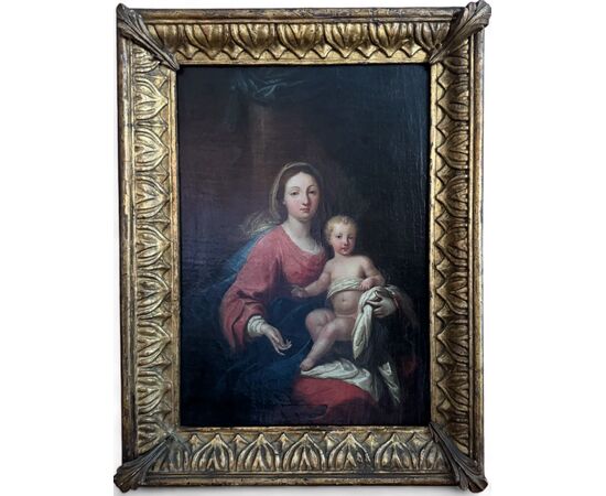 Madonna con Bambino – Dipinto olio su tela fine XVIII secolo