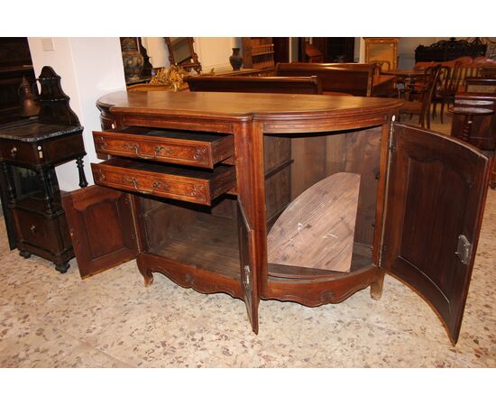 Grande Credenza Provenzale Scantonata XIX Secolo Legno di Noce e Radica