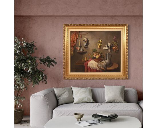 Italian still life painting trompe l'oeil from the 20th century